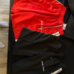 Palm Angels Red and Black Shorts Duo